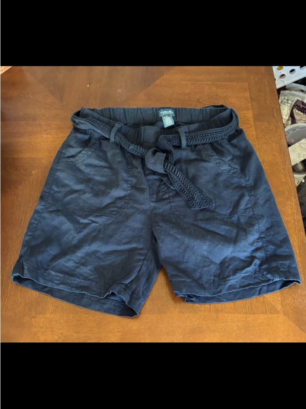 Caribbean Joe Navy Flat Front Men's Shorts with Braided Belt